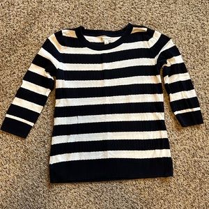 Croft & Barrow 3/4 sleeve cotton navy & white stripes top